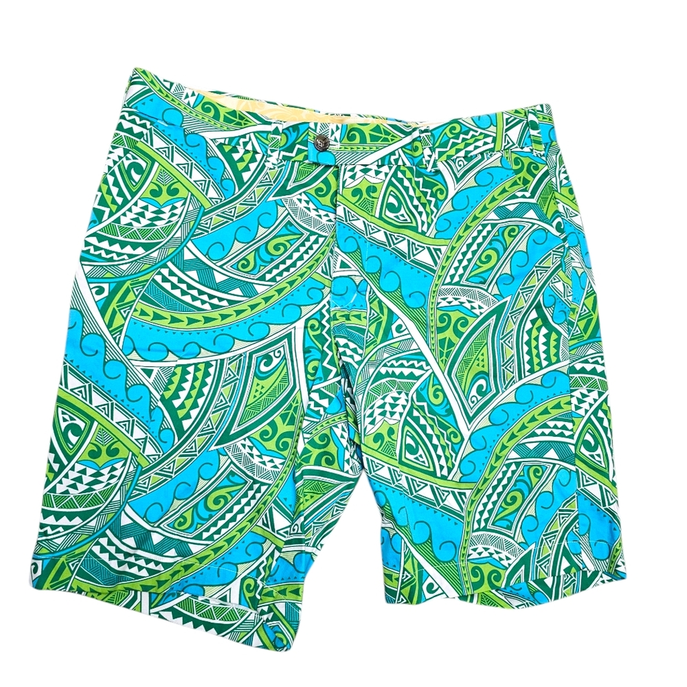 Loudmouth Men's Golf Shorts Blue & Green Print Size 38